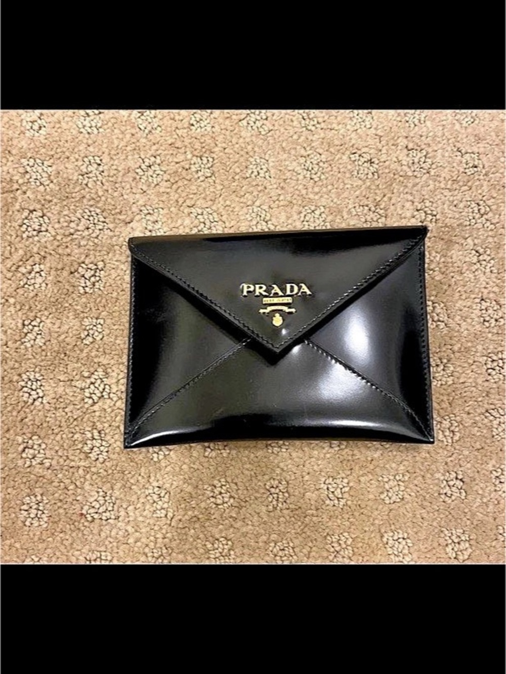Rare Prada Patent Leather Envelope Wallet Black